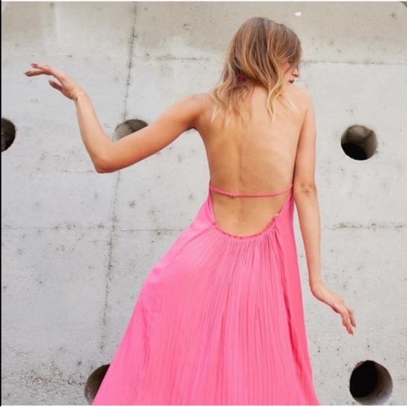 A.L.C. Rio Pleated Maxi Dress Gown in Neon Pink Size 00 - Picture 6 of 13